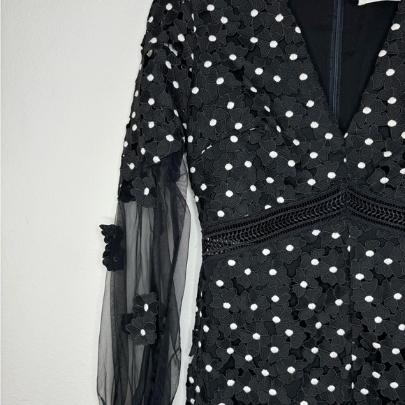 SELF-PORTRAIT Black Daisy Dot Lace Jumpsuit size 6 - Picture 13 of 14